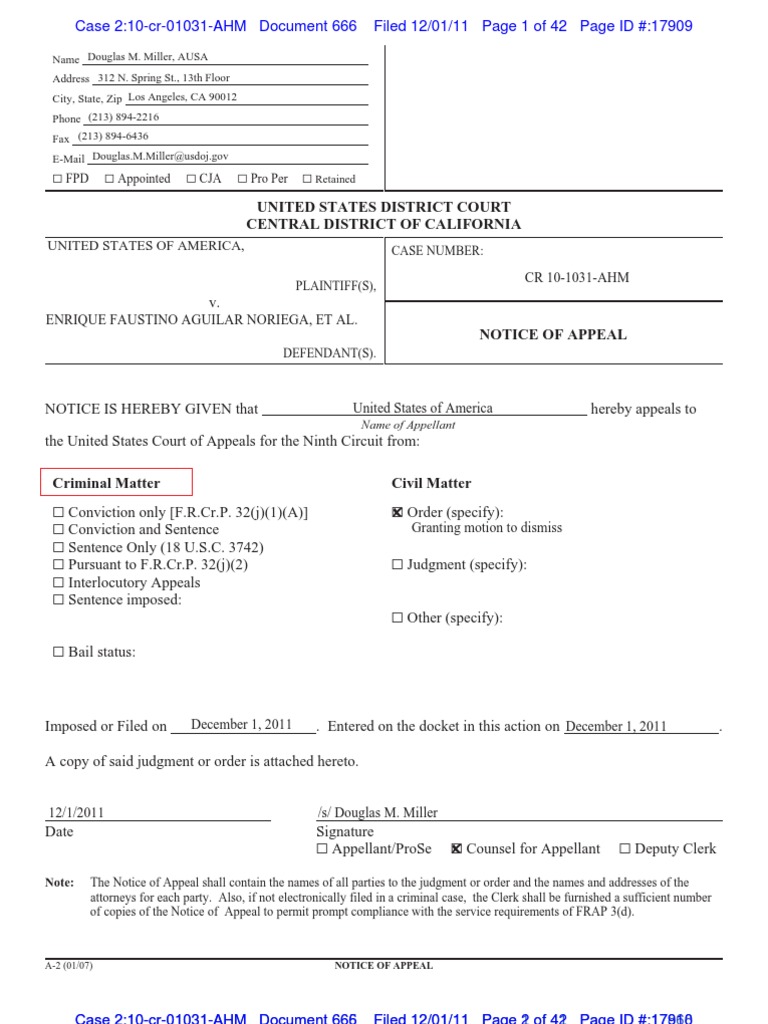 Notice of Appeal and Matz Ruling | PDF | Indictment | Grand Jury