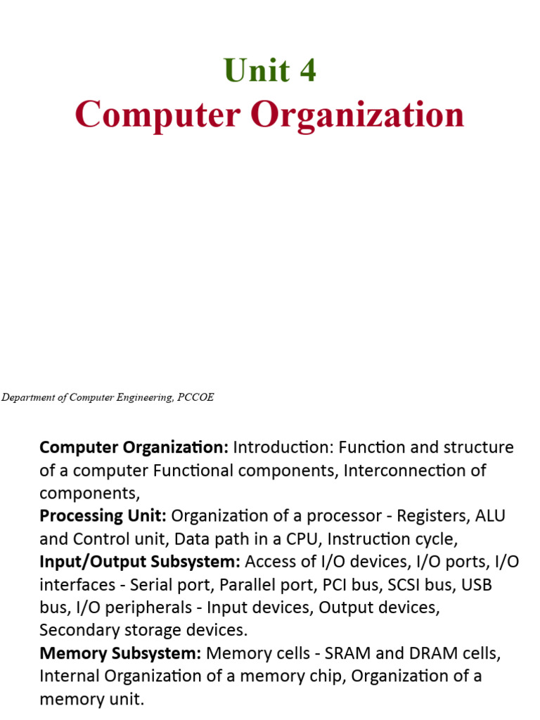 Unit 4 Computer Organization Organization | PDF | Computer Data Storage ...
