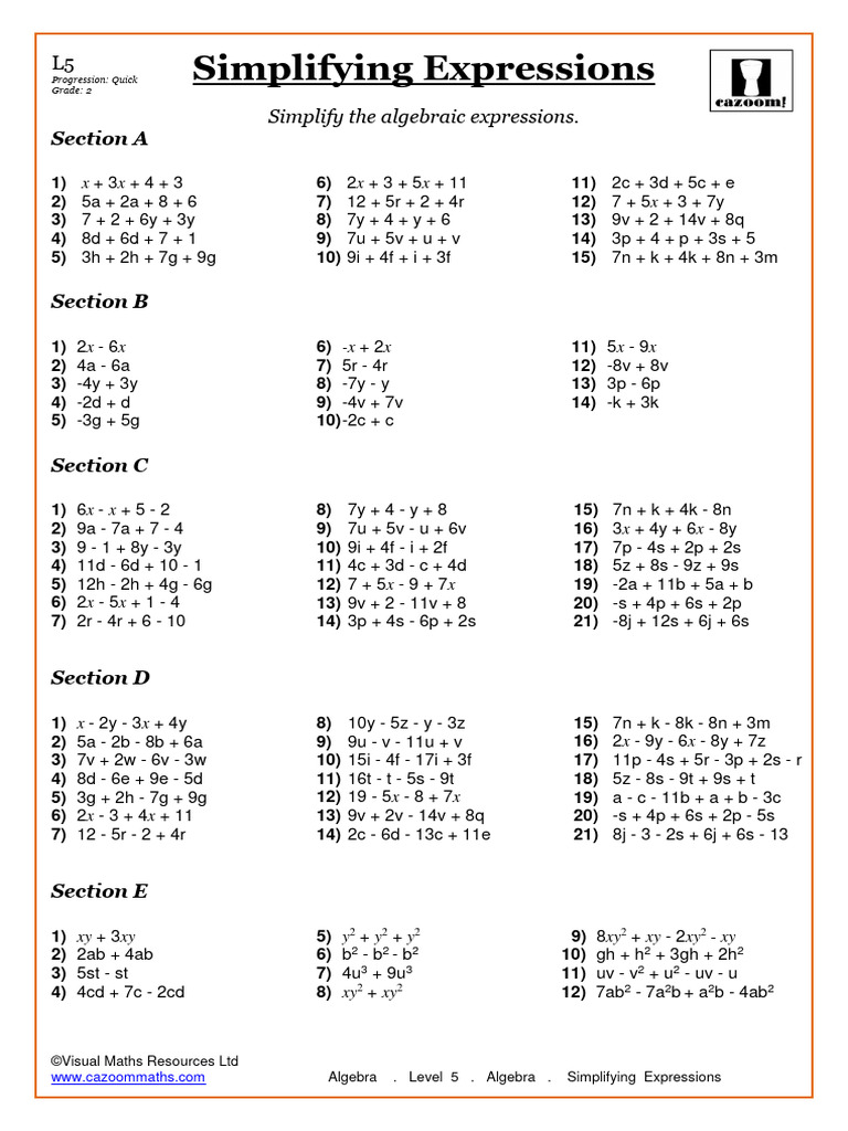 Algebraic Expression Simplification Guide | PDF | Mathematics