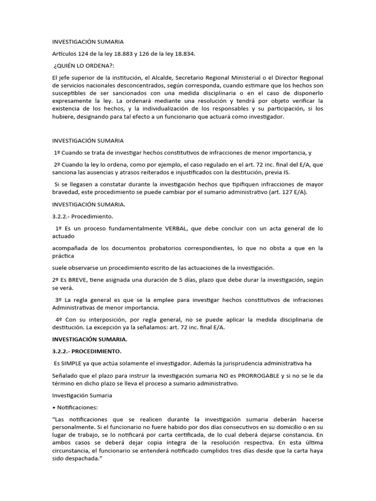 Procedimiento de Investigación Sumaria | PDF | Fiscal | El proceso de ...