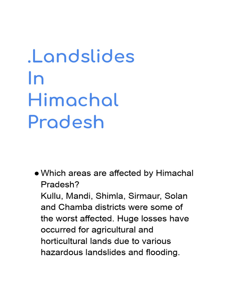 Himachal Pradesh Landslide Impact 2023 | PDF | Social Science