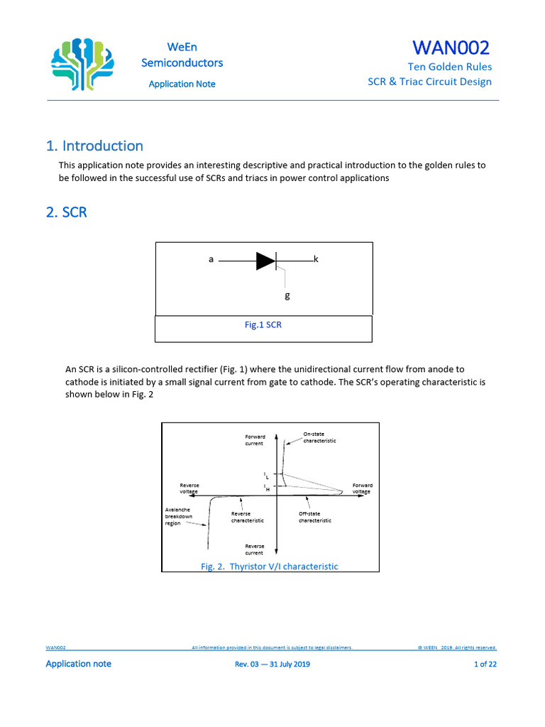 Ten Golden Rules SCR & Triac Circuit Design - WAN002 - Rev03 | PDF ...