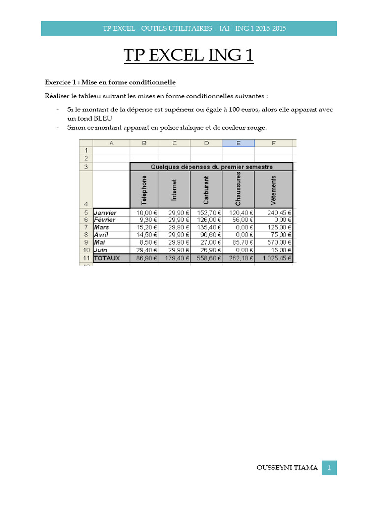 TP Excel : Outils Utilitaires et TCD | PDF