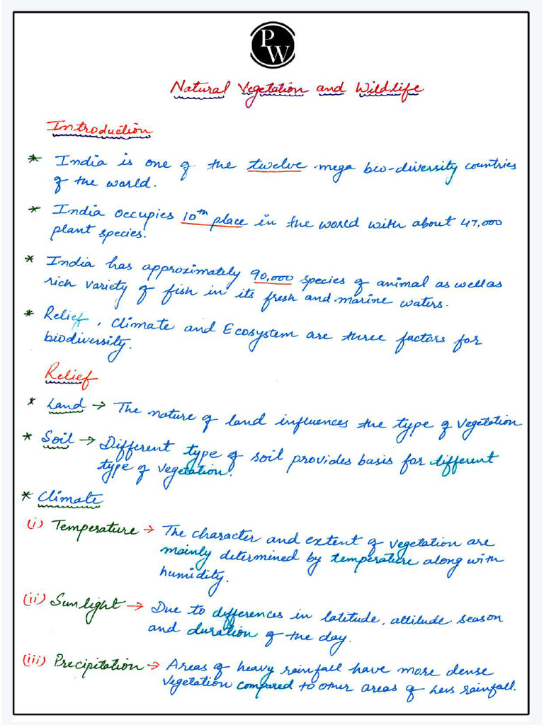 Natural Vegetation - Handwritten Notes | PDF
