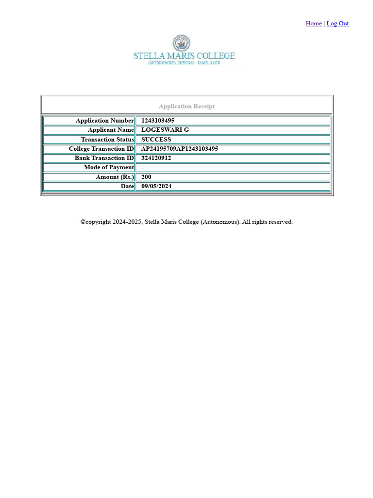 SMC - Application Receipt | PDF