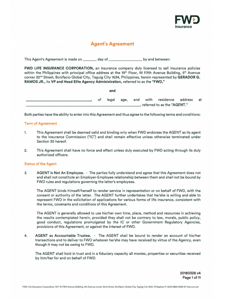 Agents Agreement Form | PDF