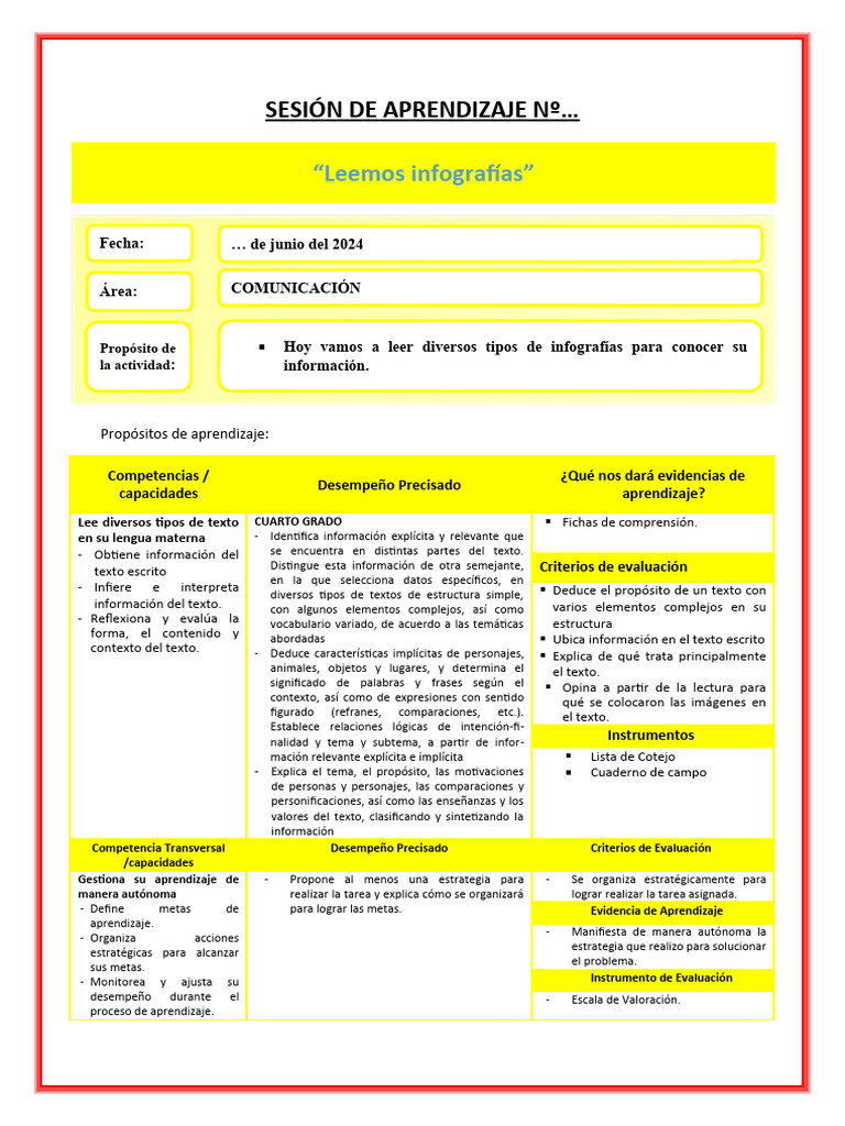 03 de Junio - Comunicacion - Cuarto Grado | PDF | Aprendizaje | Infografia