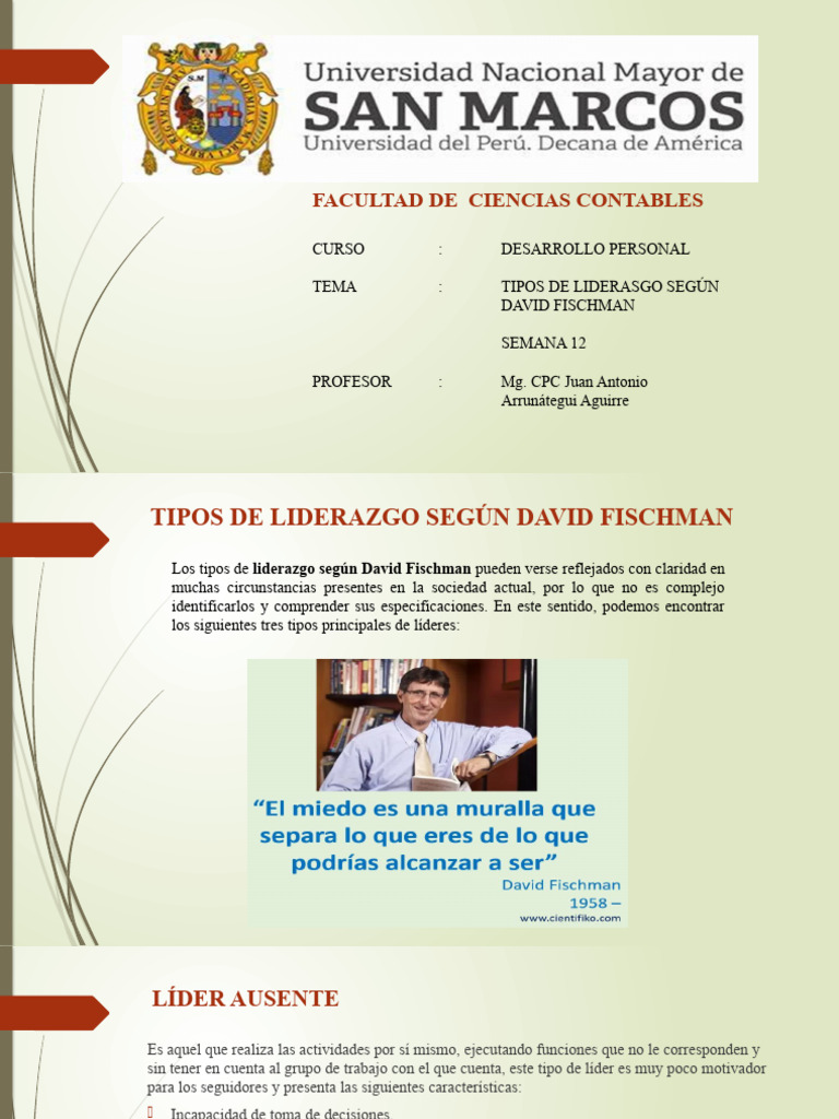 Sem 12 Tipos de Liderazgo Segun David Fischman | PDF | Liderazgo ...