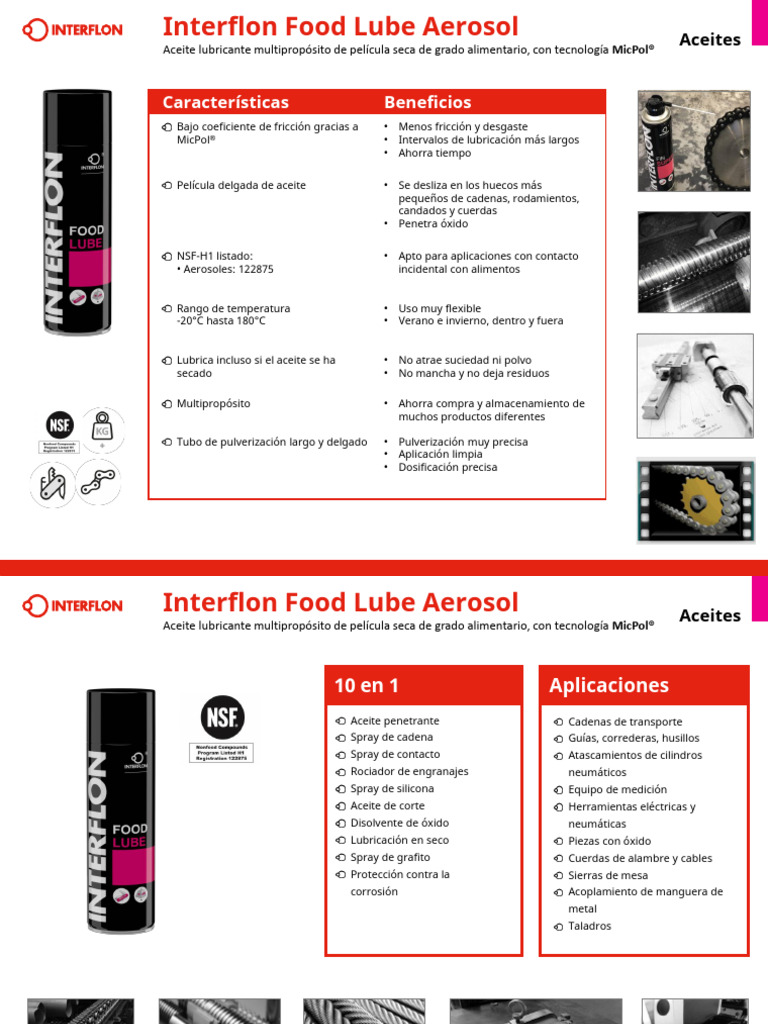 PRL Food Lube Aerosol | PDF | Lubricante | Materiales