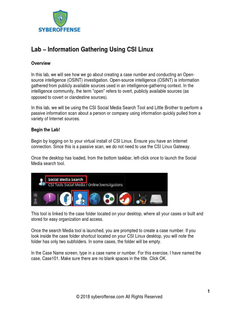 15 Lab+-+Gathering+Information+Using+CSI+Linux | PDF | Computing ...