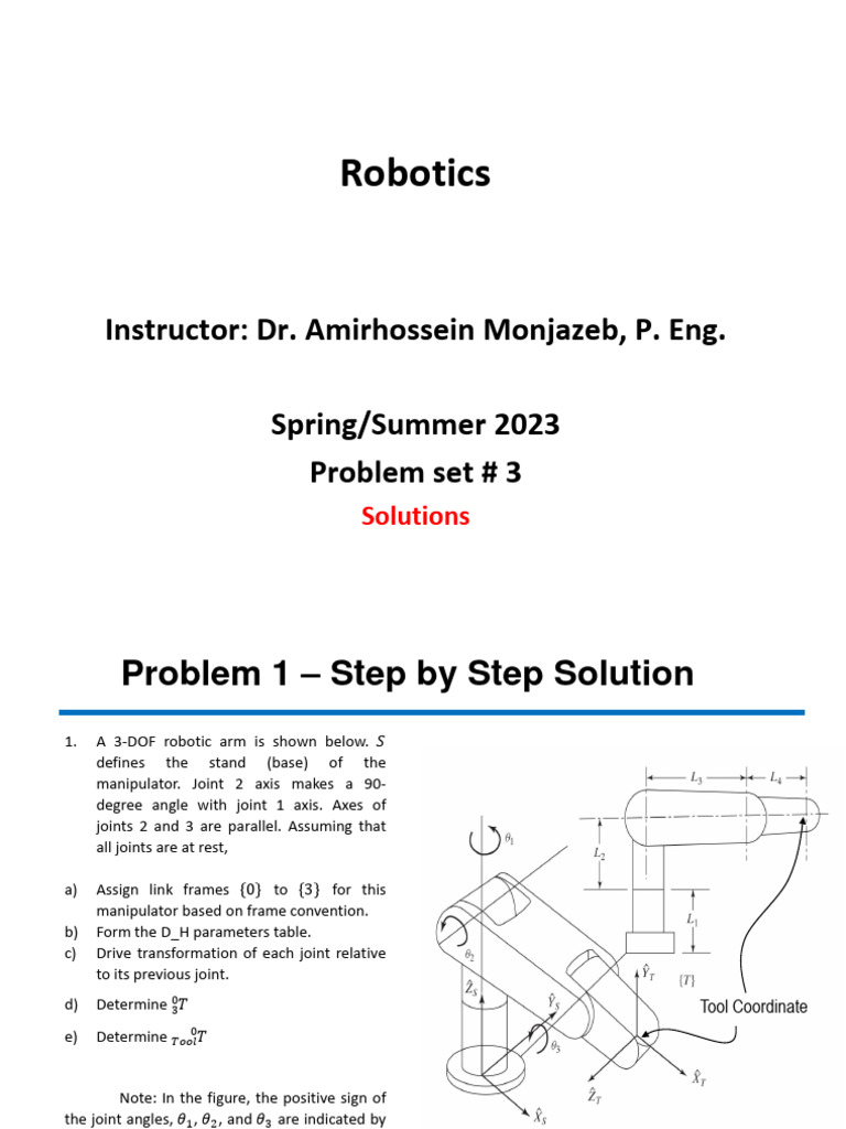 Robotics Problem Set #3 Solutions | PDF | Cartesian Coordinate System ...