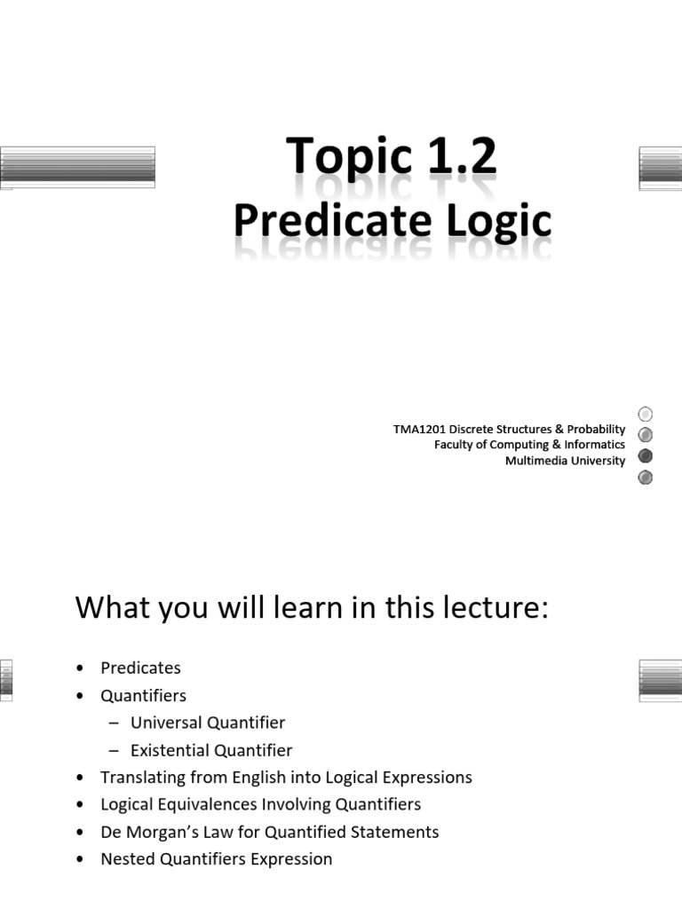 T1.2 Predicate Logic-Rev2220 | PDF | First Order Logic | Logic