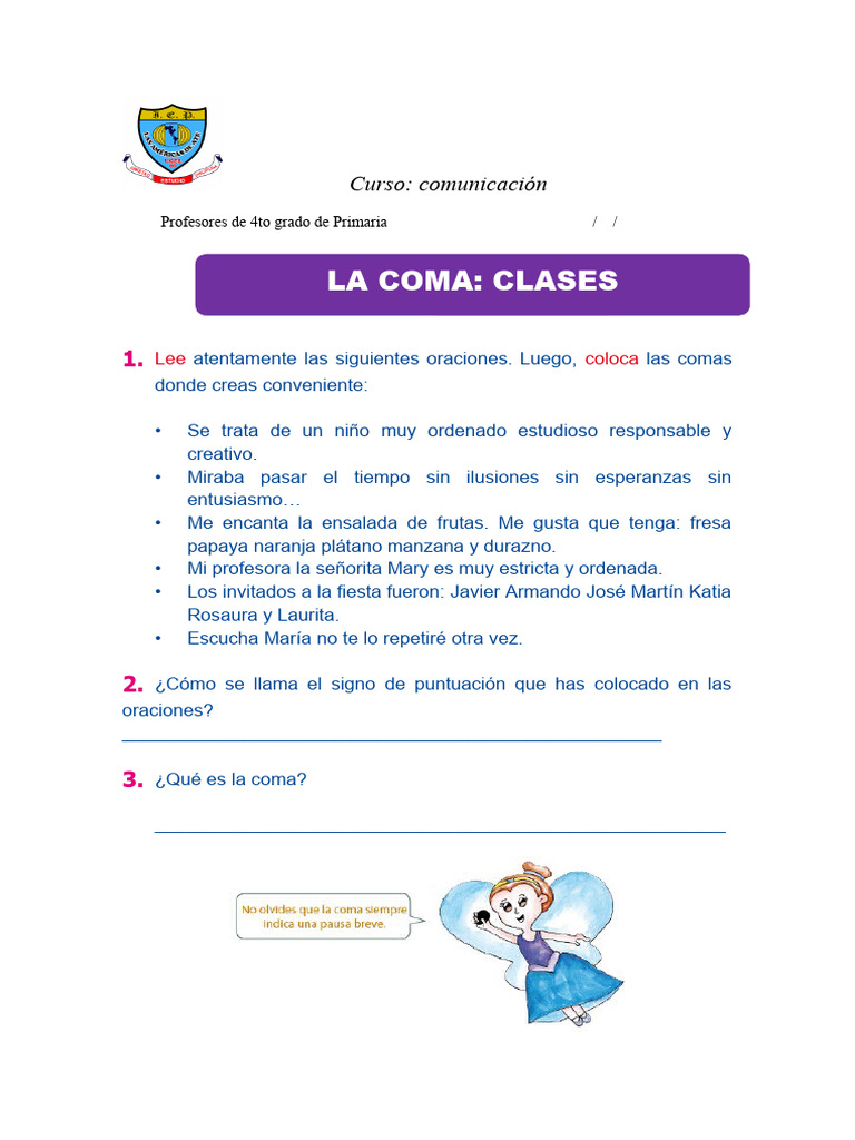 La Coma | PDF | Artes del Lenguaje y Comunicación | Estudios de idiomas ...