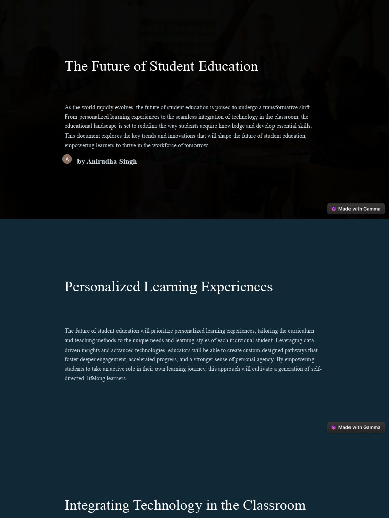 The Future of Student Education | PDF | Learning | Project Based Learning