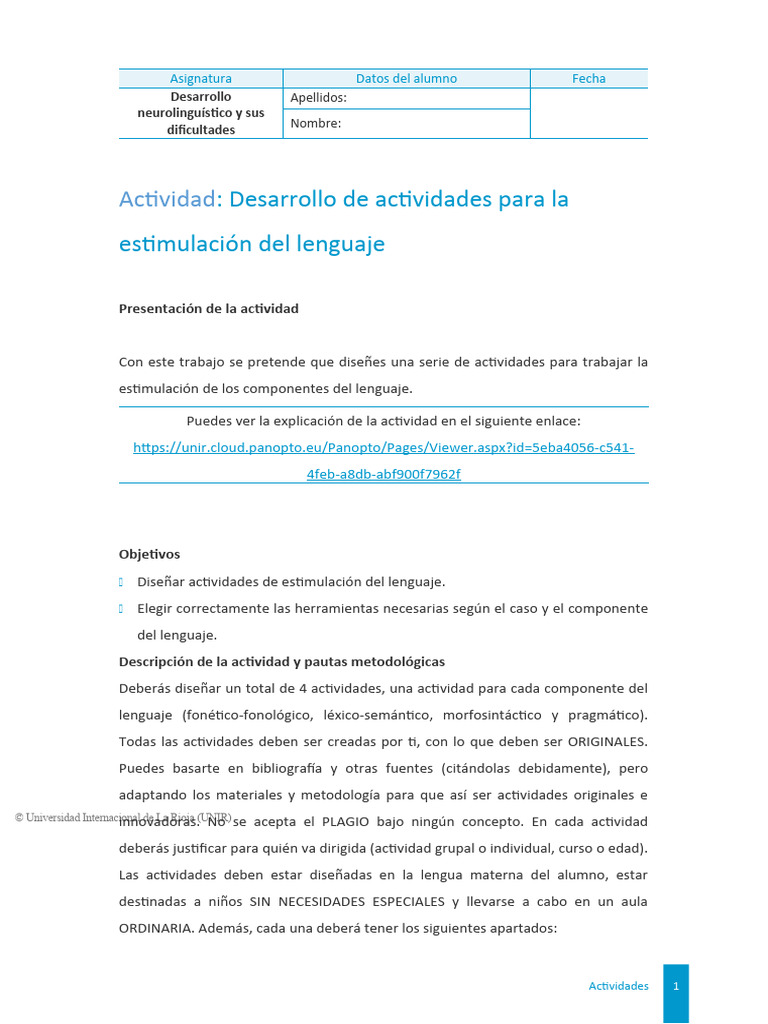 Actividades para Estimular el Lenguaje | PDF | Evaluación ...