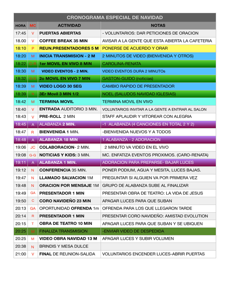Cronograma Navidad Pdf Jesús Observancias De Diciembre