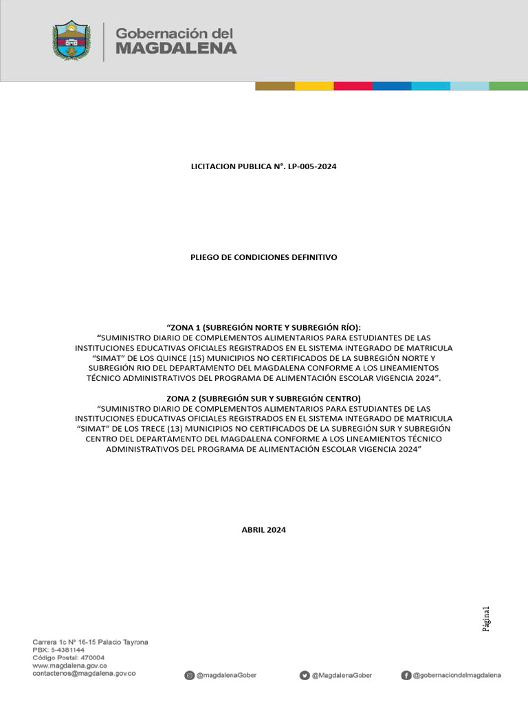 Pliego de Condiciones Definitivo - Pae 2024 | PDF