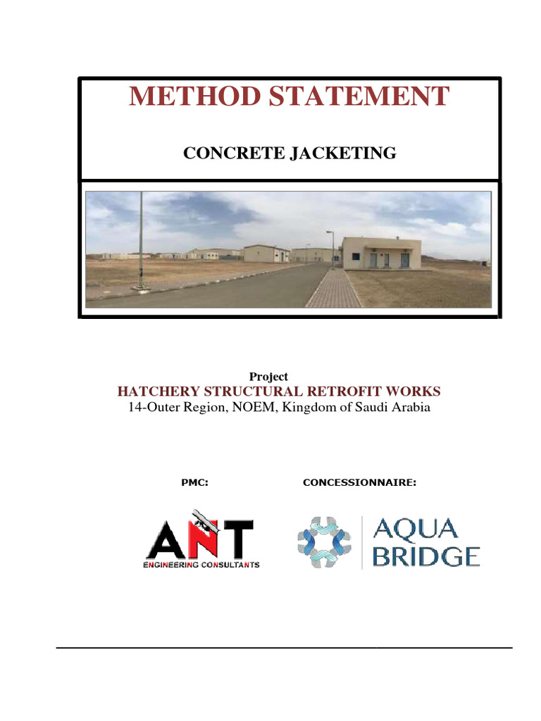 Concrete Jacketing Method Statement | PDF | Concrete | Occupational ...