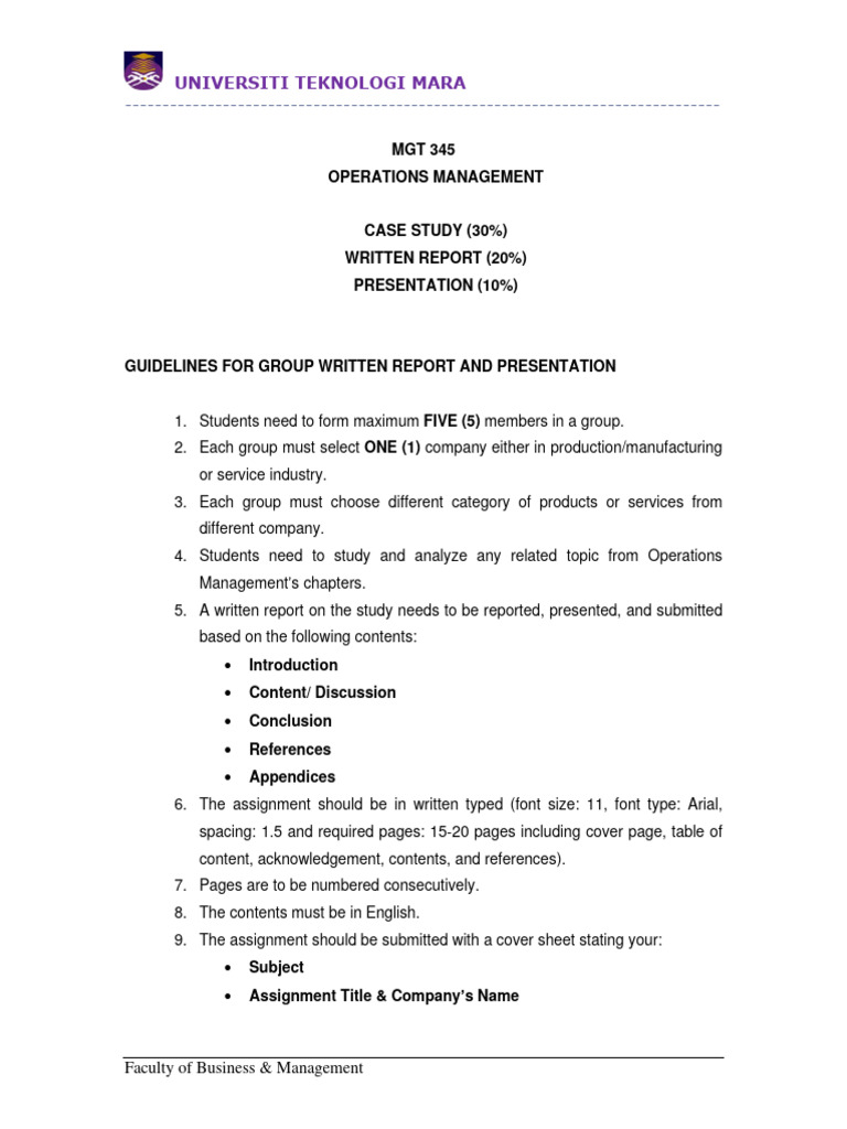 Operations Management Case Study Guide | PDF | Business