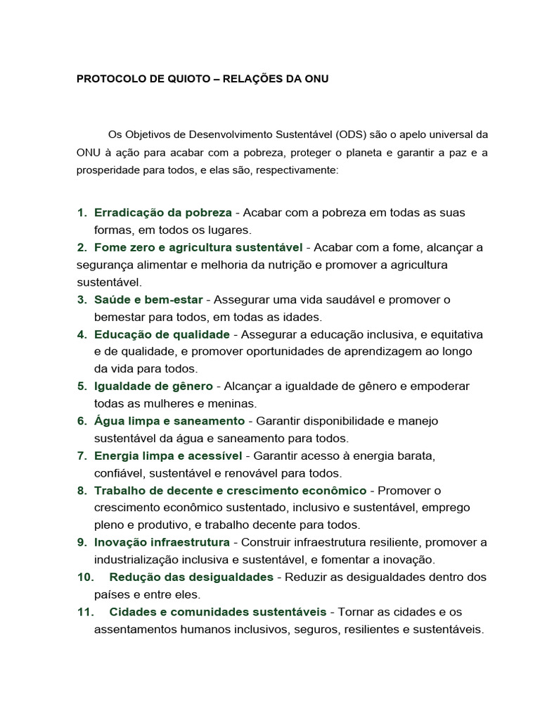 Protocolo de Quioto e Acordo de Paris | PDF | Protocolo de Quioto | Gás ...