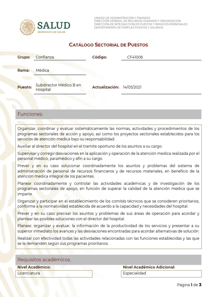 CF41006 Subdirector Médico B en Hospital | Descargar gratis PDF ...
