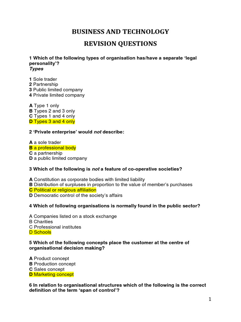 Business & Tech Revision Questions | PDF | Marketing | Pricing