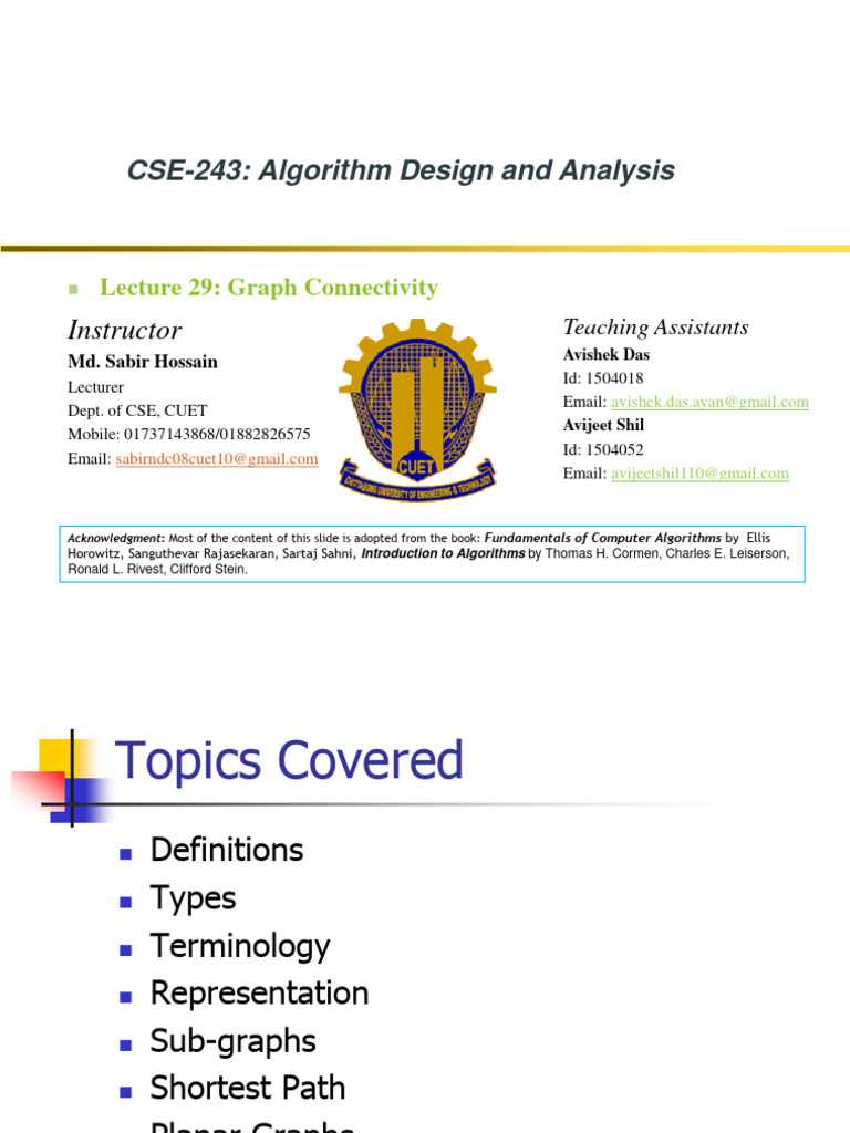 Graph Connectivity in Algorithm Design | PDF | Computational Complexity ...