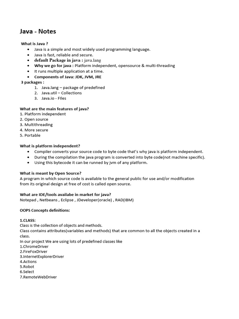 Java Notes | PDF | Method (Computer Programming) | Constructor (Object ...