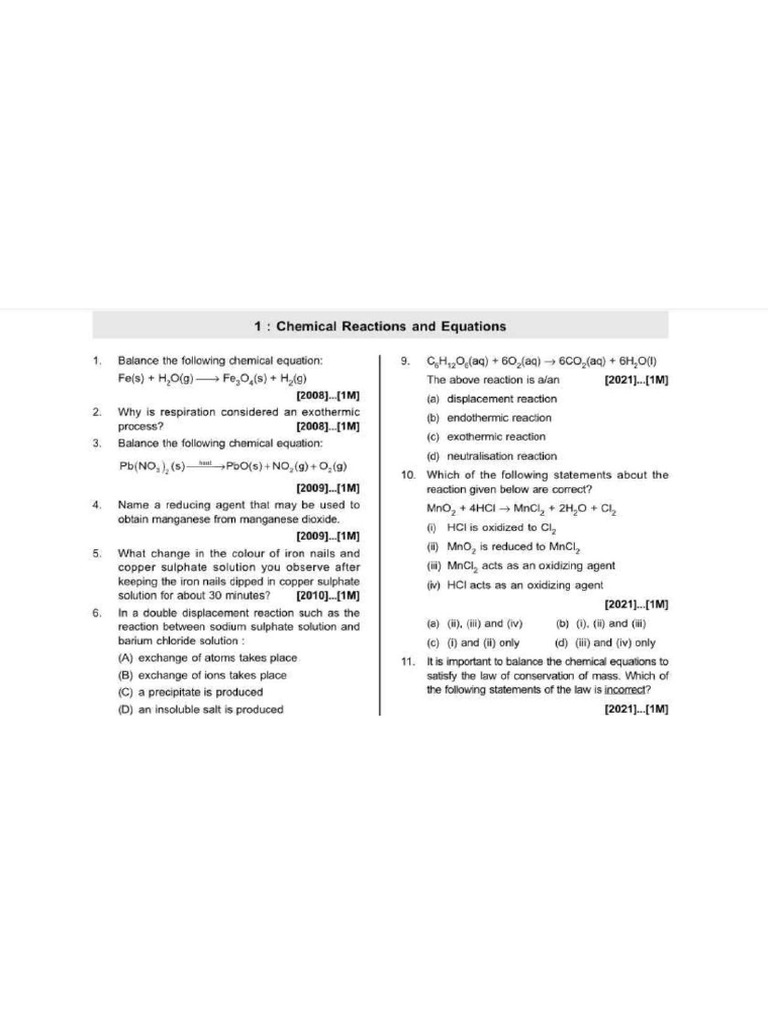 Chemical Reactions and Equations | PDF