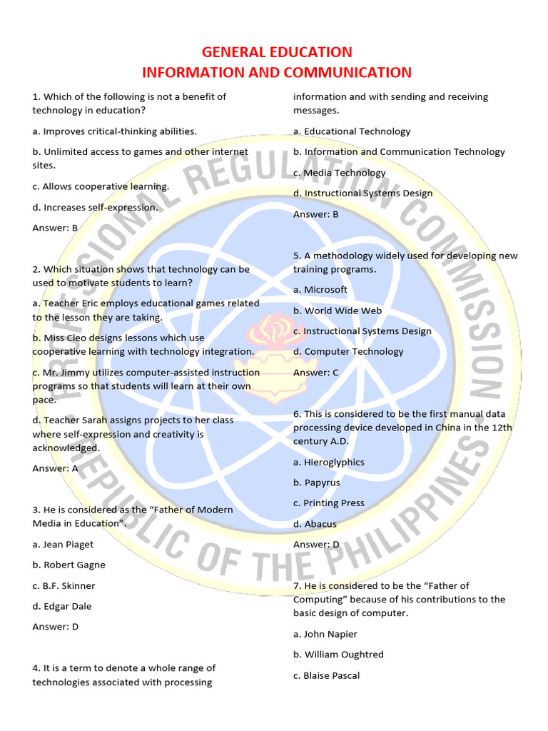 General Education Information and Communication | PDF | Educational ...