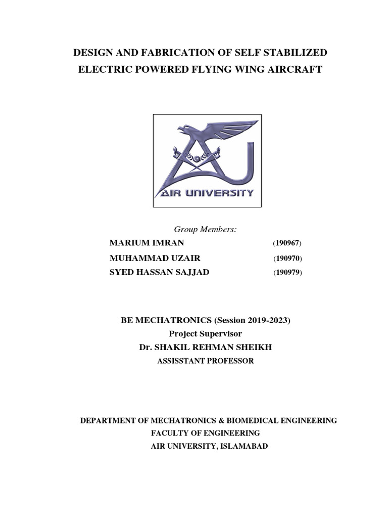 Self-Stabilized Electric Flying Wing Aircraft | PDF | Landing Gear ...
