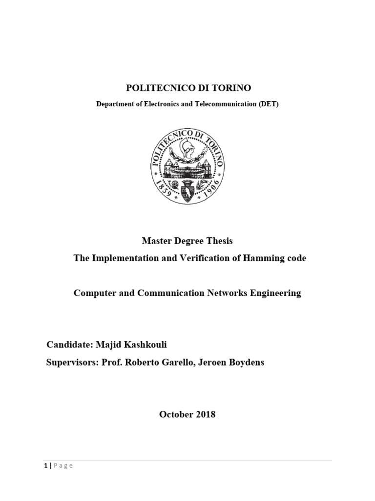 Hamming Code Implementation and Verification | PDF | Code | Error ...