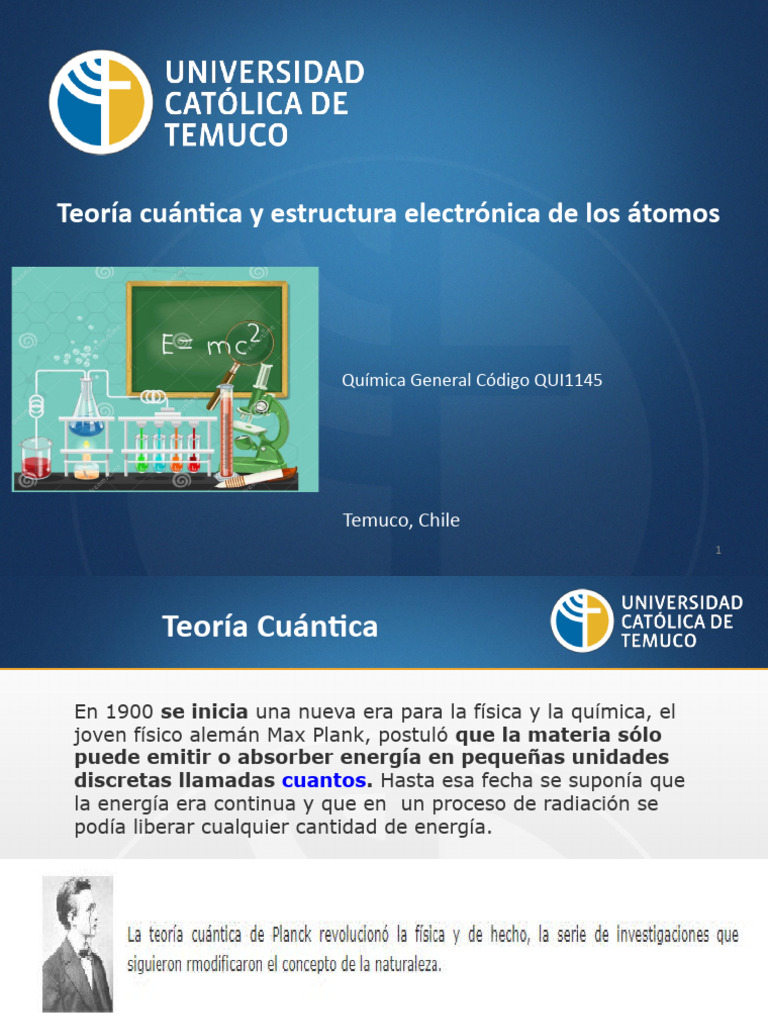 Clase 1 Teoria Cuántica y Estructura Electrónica de Los Átomos | PDF ...