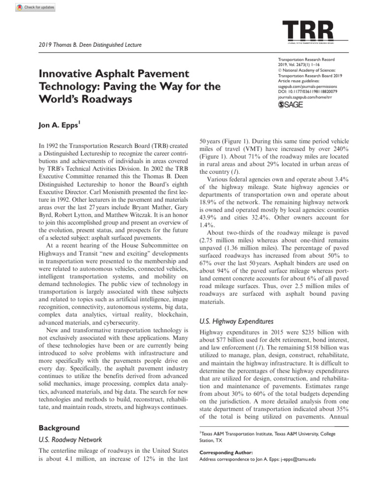 Epss (2019) Innovative Asphalt Pavement Technology | PDF | Road Surface ...