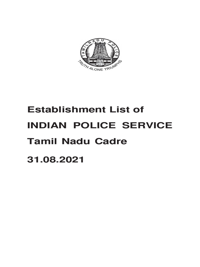 Tamil Nadu IPS Officers List 2021 | PDF | Inspector | Police
