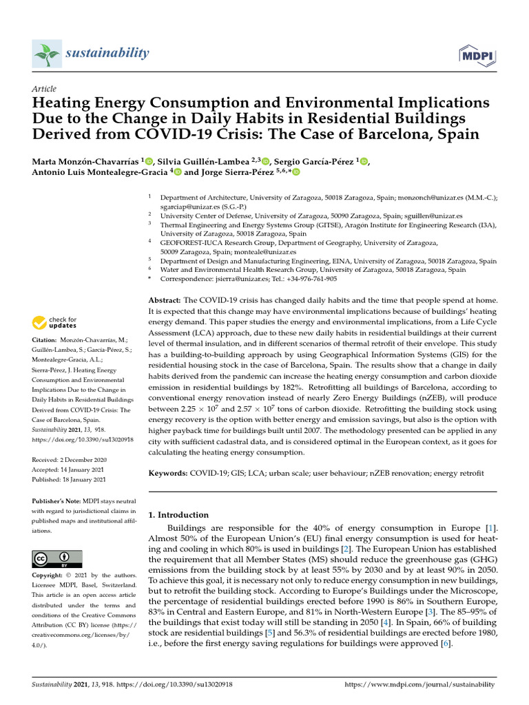 Sustainability 13 00918 | PDF | Efficient Energy Use | Building Insulation