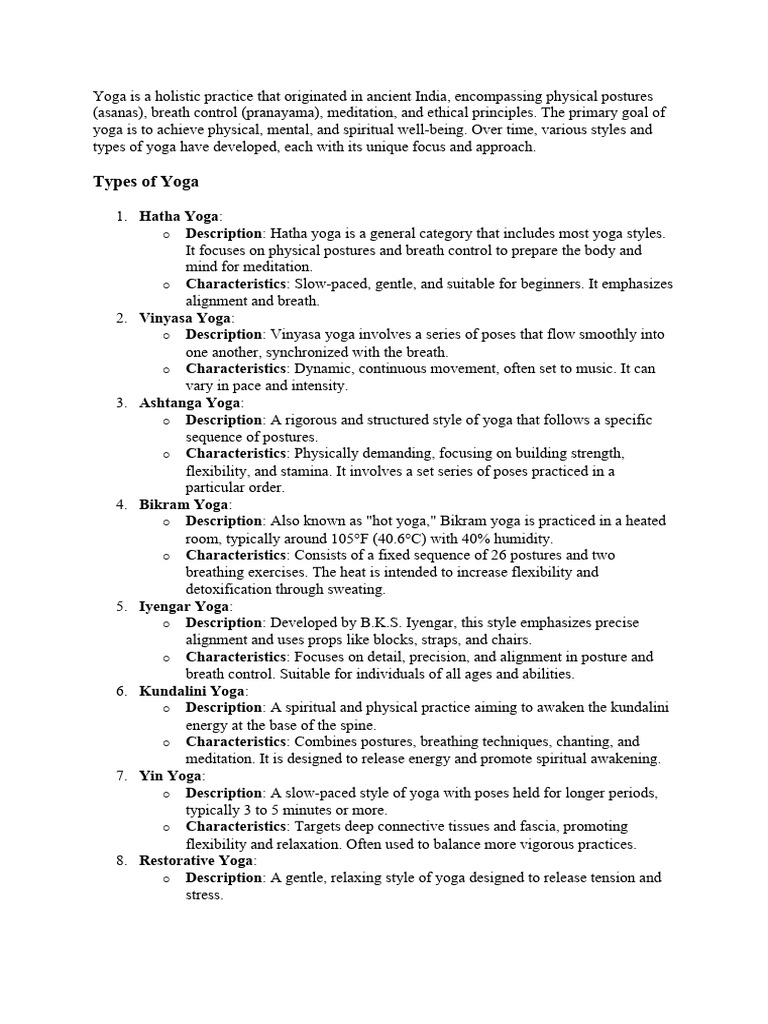 Yoga Is A Holistic Practice That Originated in Ancient India | PDF ...