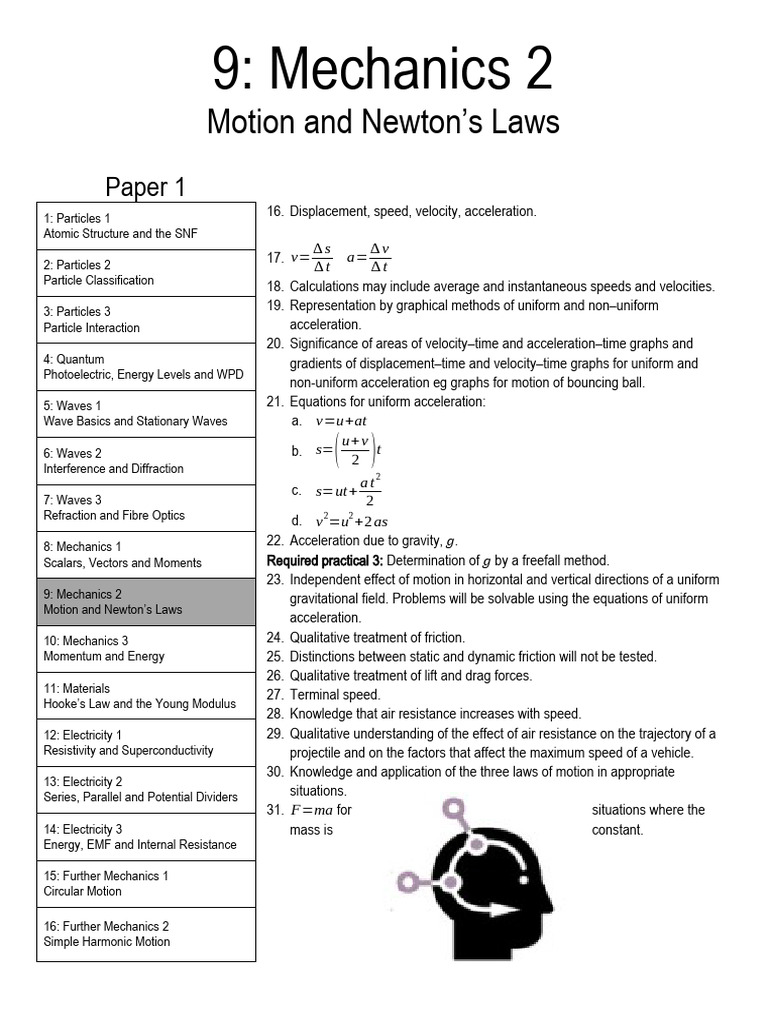 Mechanics 2 Motion And Newton S Laws Pdf Force Acceleration