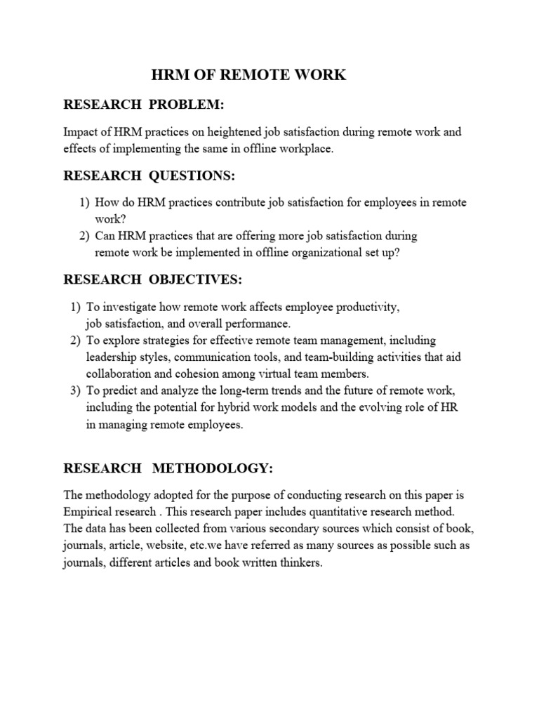 HRM of Remote Work | PDF