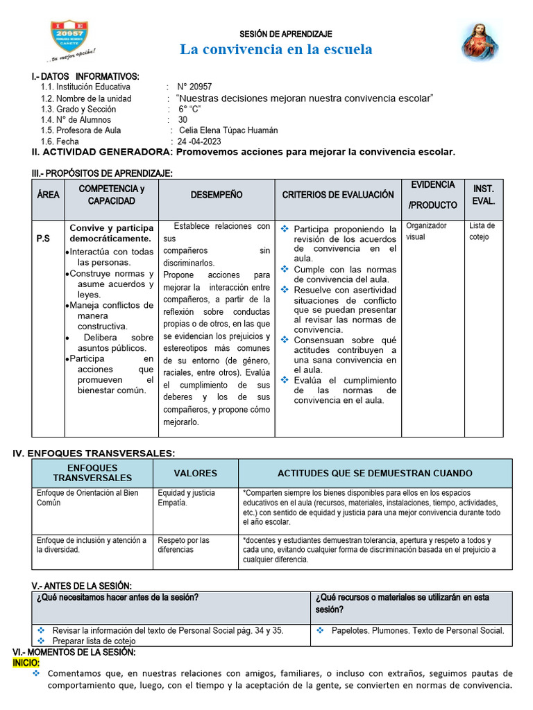 Mejora de la convivencia escolar | PDF | Salón de clases | Evaluación