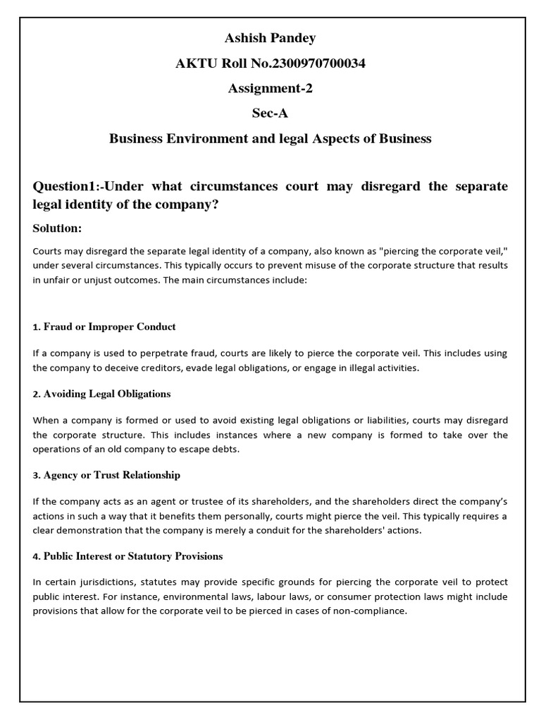 Ankita Mam | PDF | Piercing The Corporate Veil | Articles Of Association