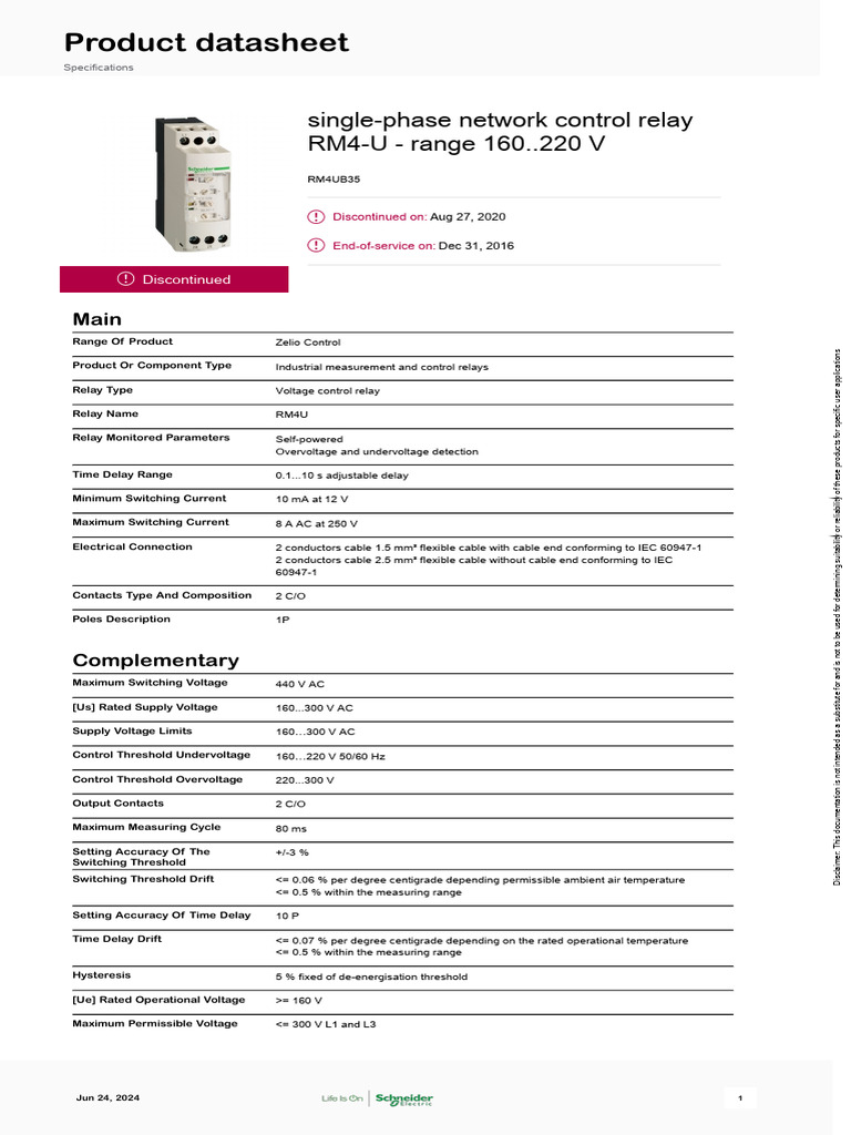 RM4U Voltage Control Relay Specs | PDF | Relay | Alternating Current