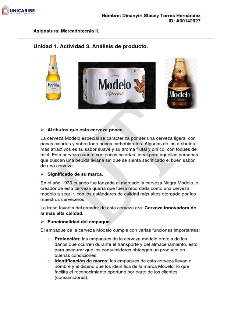 Unidad 1 Actividad 3 Analisis de Producto | PDF | Marca | Marketing