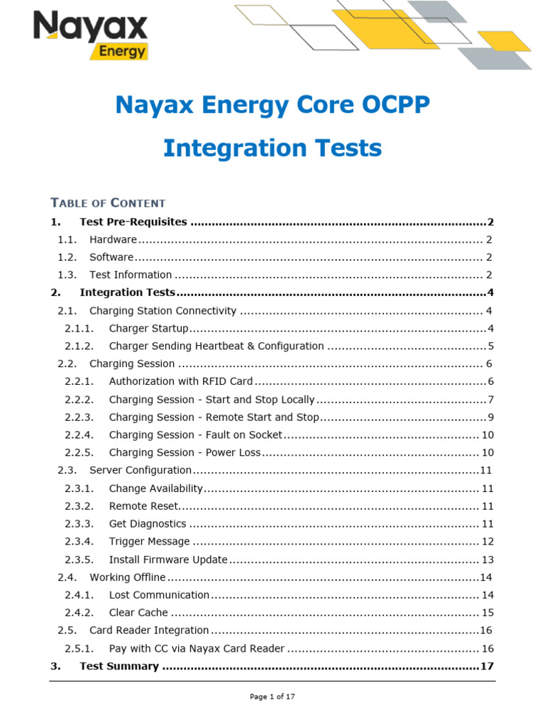 Nayax Energy Core OCPP Integration Tests | Download Free PDF | Booting ...