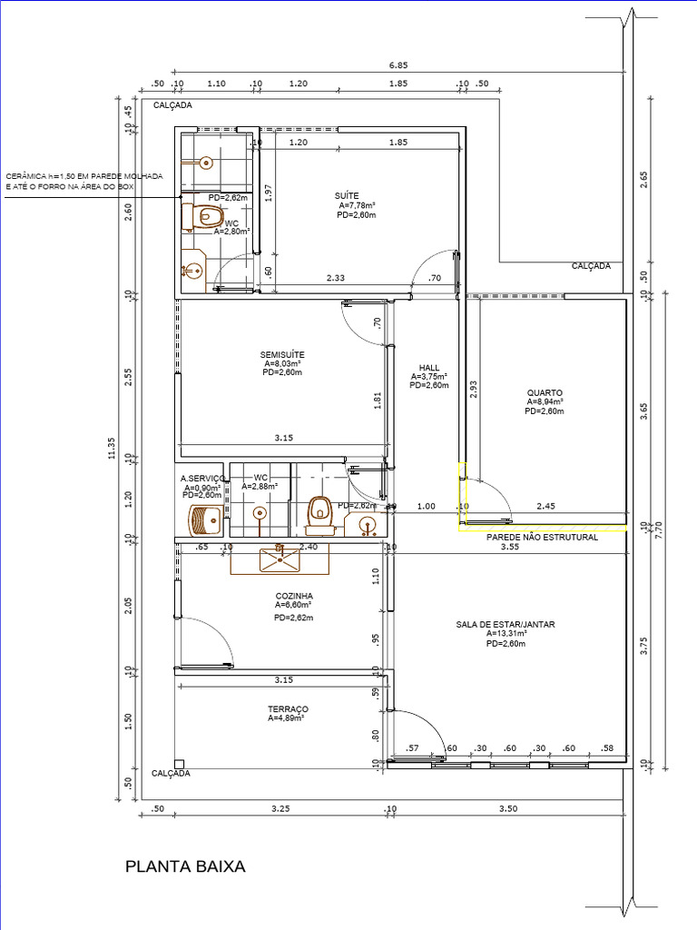 Planta Baixa - Casa 3 Quartos | PDF | Projeto arquitetônico | Arquitetura