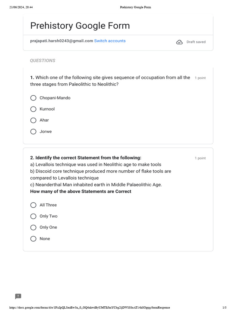 Prehistory Google Form | Download Free PDF | Paleolithic | Archaeology