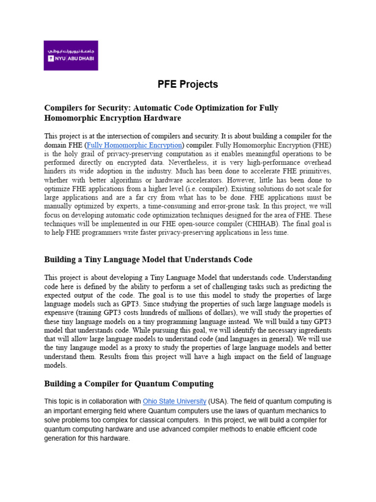 PFE Project Opportunities in Code Optimization | PDF | Deep Learning ...