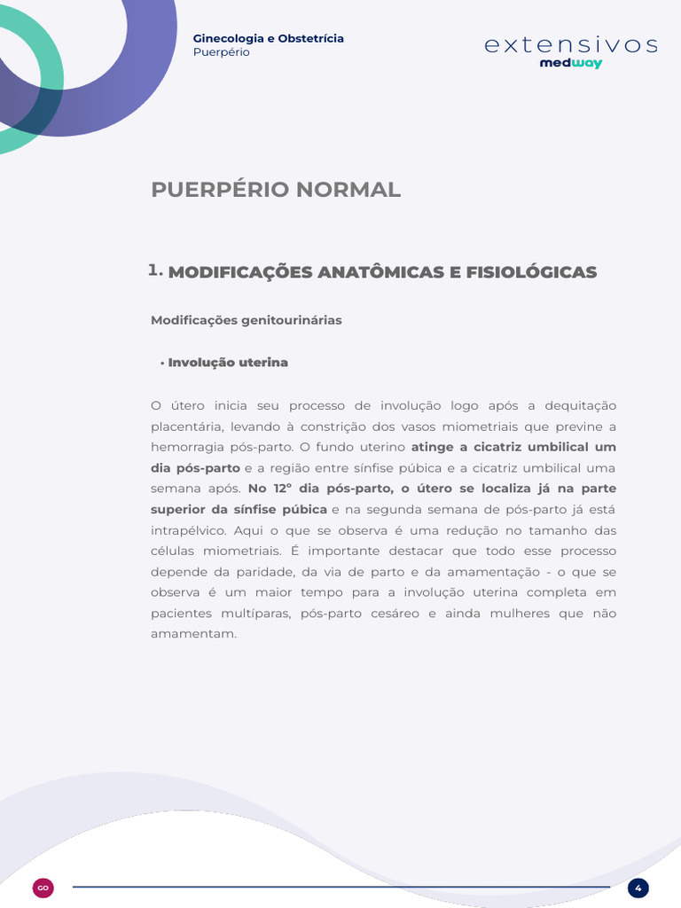 Modificações no Puerpério Fisiológico | PDF | Amamentação | Gravidez