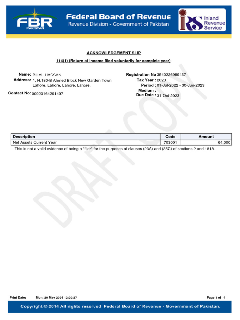 114 (1) (Return of Income Filed Voluntarily For Complete Year) - 2023 ...