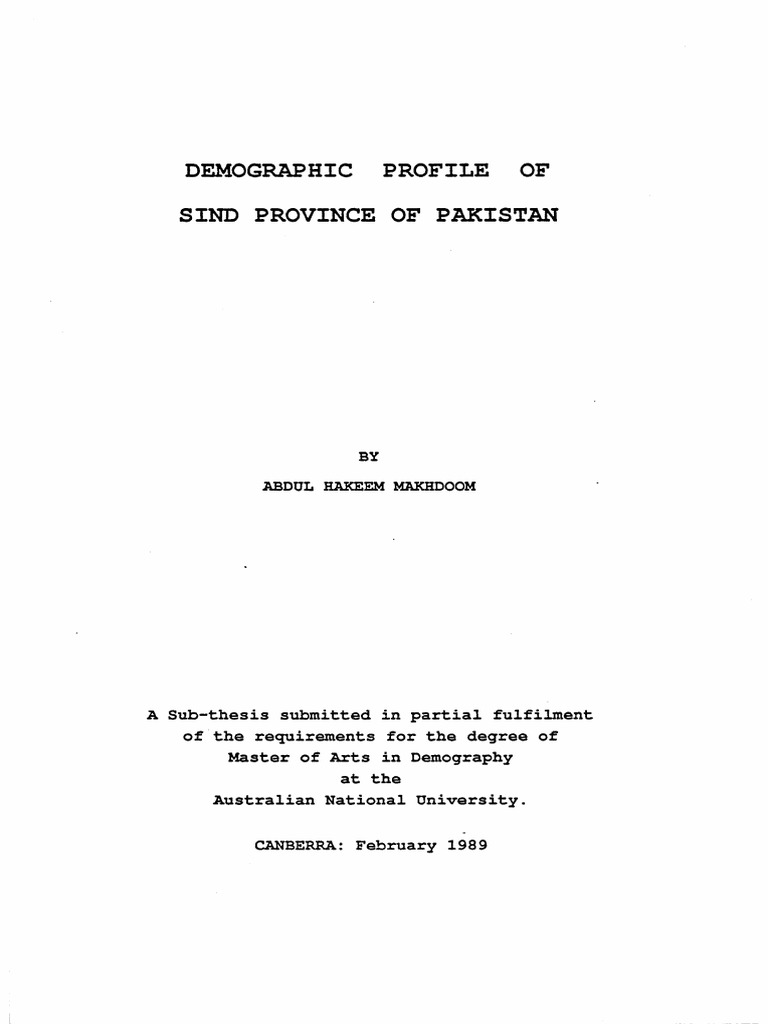 SINDH DEMOGRAPHIC PROFILE intelligence overview